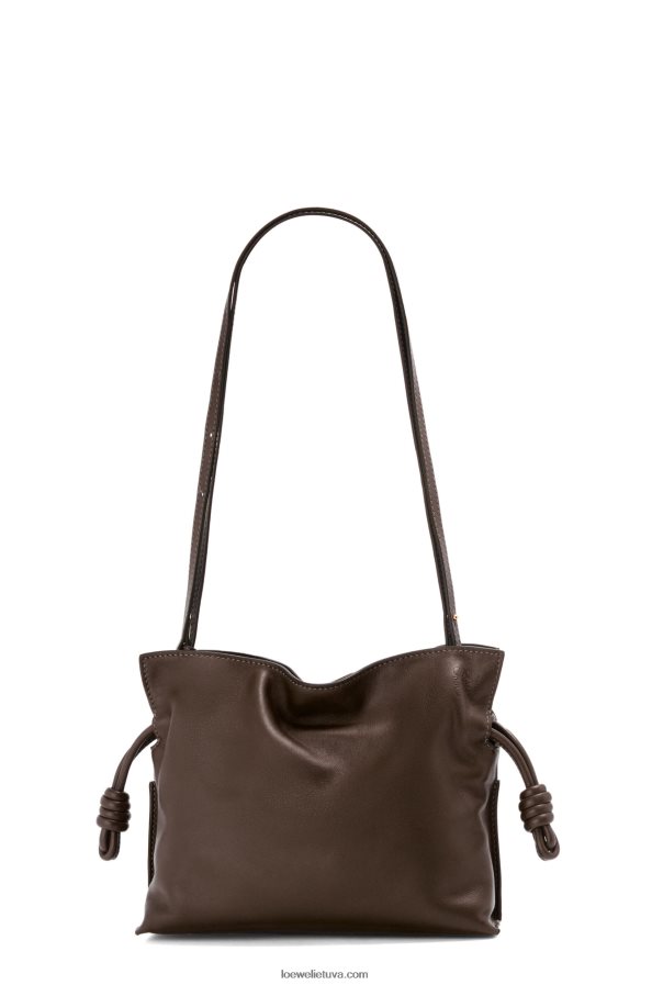 Loewe moterys mini flamenko sankaba iš nappa veršiuko odos šokolado BZ26XN555