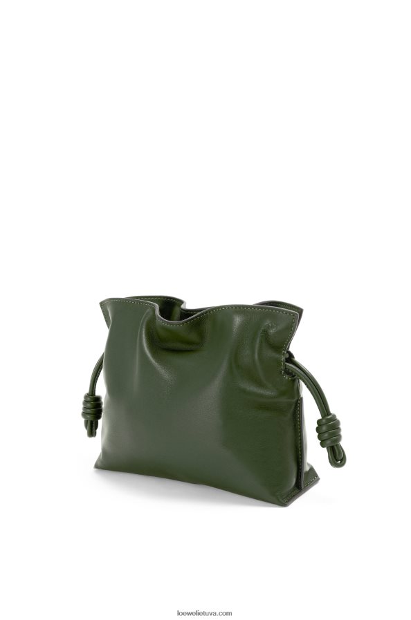 Loewe moterys mini flamenko sankaba iš nappa veršiuko odos vintažinė chaki BZ26XN553