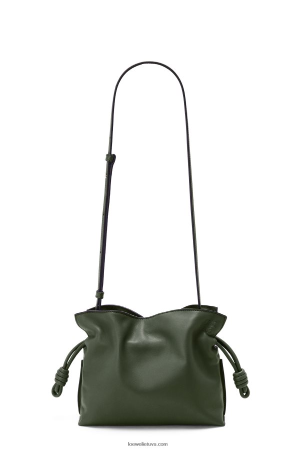 Loewe moterys mini flamenko sankaba iš nappa veršiuko odos vintažinė chaki BZ26XN553