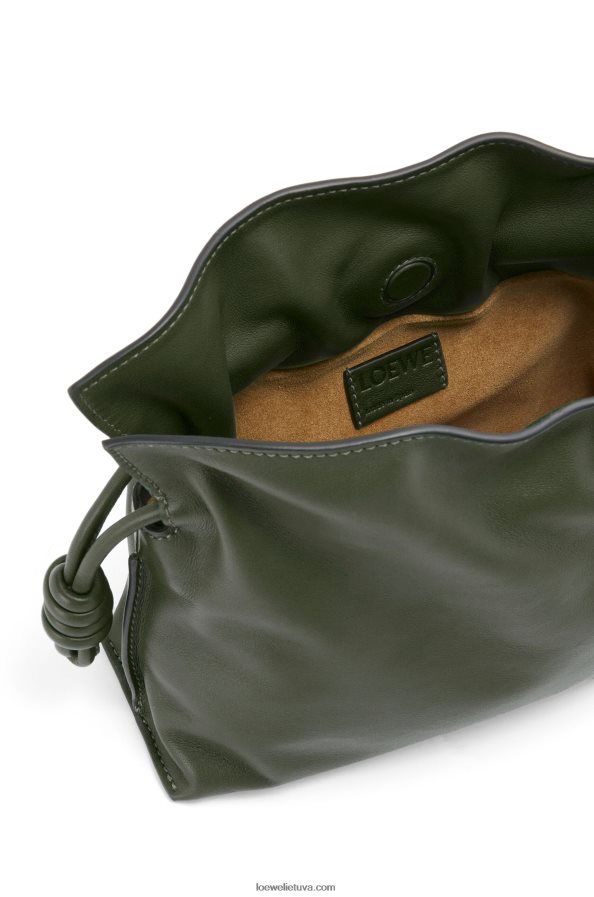 Loewe moterys mini flamenko sankaba iš nappa veršiuko odos vintažinė chaki BZ26XN553