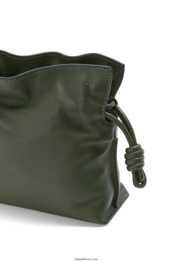 Loewe moterys mini flamenko sankaba iš nappa veršiuko odos vintažinė chaki BZ26XN553