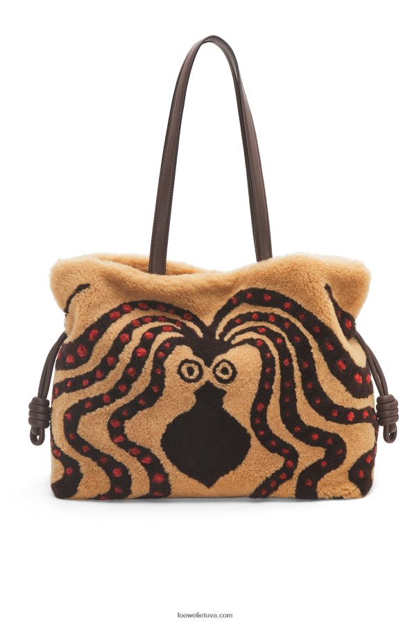 Loewe moterys xl flamenko sankaba su kirpimu smėlio spalvos/šokoladas BZ26XN466