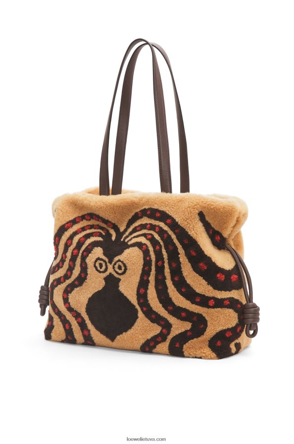 Loewe moterys xl flamenko sankaba su kirpimu smėlio spalvos/šokoladas BZ26XN466