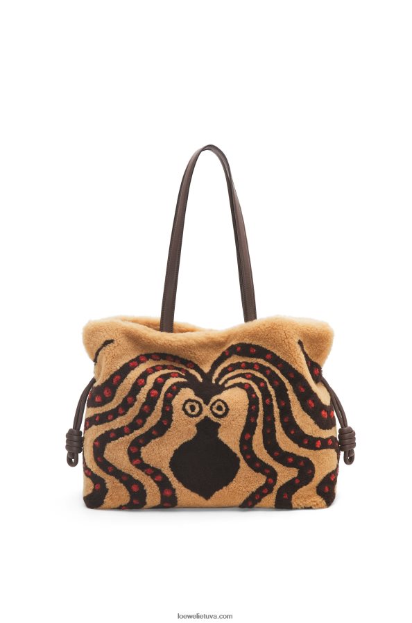 Loewe moterys xl flamenko sankaba su kirpimu smėlio spalvos/šokoladas BZ26XN466