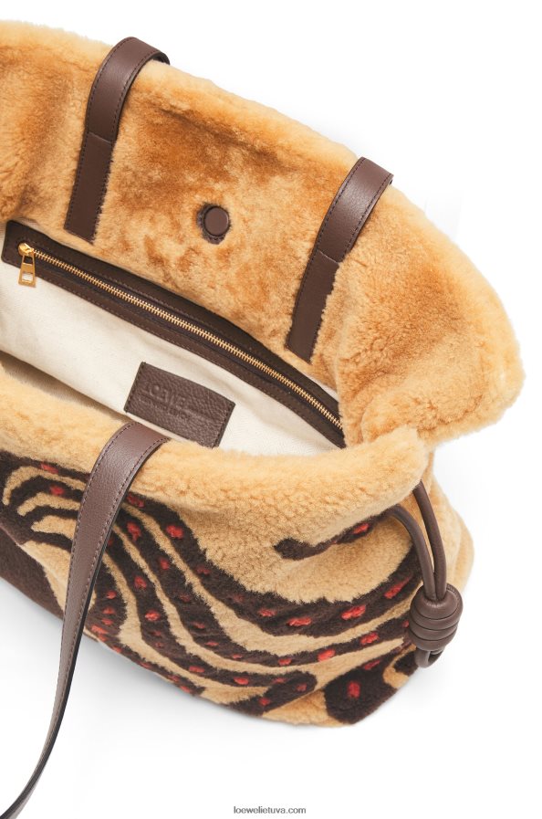 Loewe moterys xl flamenko sankaba su kirpimu smėlio spalvos/šokoladas BZ26XN466