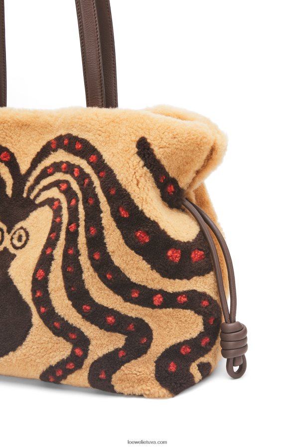 Loewe moterys xl flamenko sankaba su kirpimu smėlio spalvos/šokoladas BZ26XN466