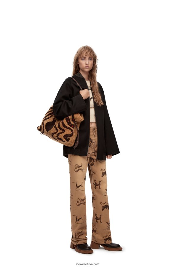 Loewe moterys xl flamenko sankaba su kirpimu smėlio spalvos/šokoladas BZ26XN466