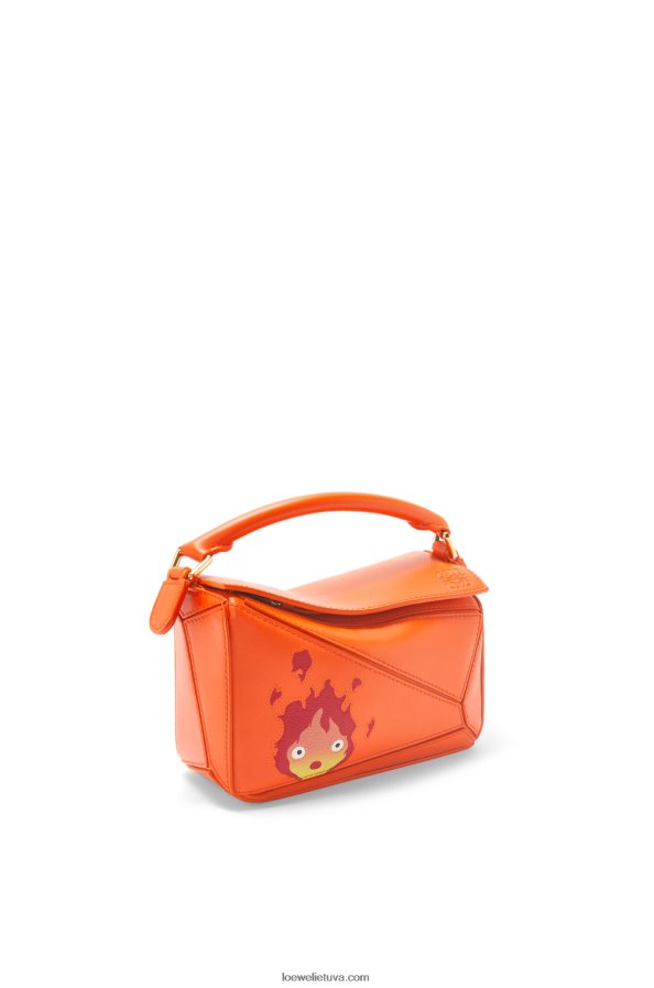Loewe moterys kalciferinis mini galvosūkių maišelis iš satino veršio odos oranžinė BZ26XN261