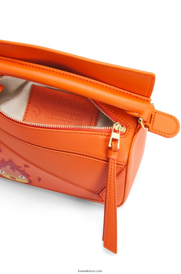 Loewe moterys kalciferinis mini galvosūkių maišelis iš satino veršio odos oranžinė BZ26XN261