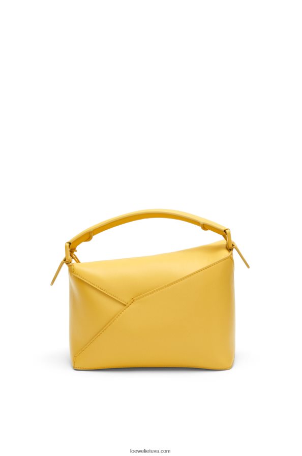 Loewe moterys mažas dėlionės kraštų maišelis iš satino veršio odos šviesiai geltona glazūra BZ26XN530
