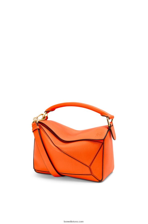 Loewe moterys mažas dėlionės maišelis iš klasikinės blauzdos odos oranžinė BZ26XN501