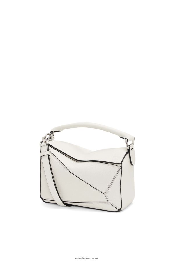 Loewe moterys mažas dėlionės maišelis iš minkštos grūdėtos veršienos minkšta balta BZ26XN367