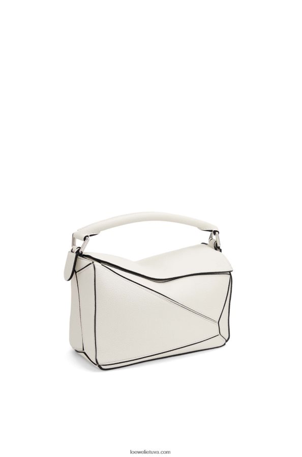 Loewe moterys mažas dėlionės maišelis iš minkštos grūdėtos veršienos minkšta balta BZ26XN367