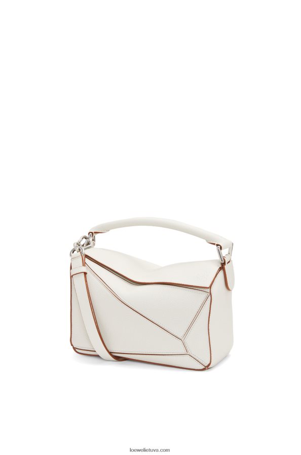 Loewe moterys mažas dėlionės maišelis iš minkštos grūdėtos veršienos minkšta balta BZ26XN505
