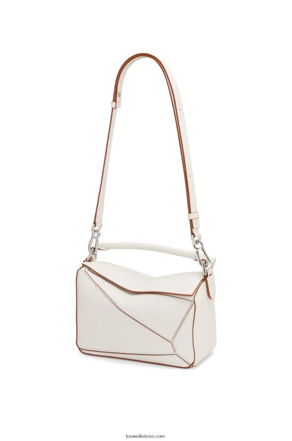 Loewe moterys mažas dėlionės maišelis iš minkštos grūdėtos veršienos minkšta balta BZ26XN505