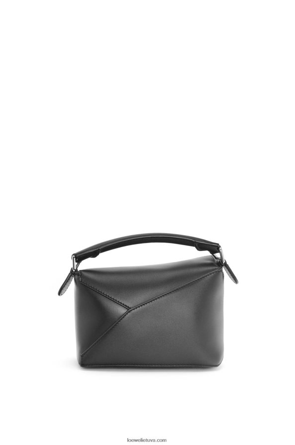 Loewe moterys mini dėlionės krašto maišelis iš satino veršio odos juodas BZ26XN219