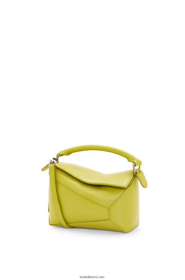 Loewe moterys mini dėlionės krašto maišelis iš satino veršio odos kalkių geltonumo BZ26XN211