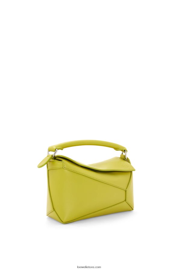Loewe moterys mini dėlionės krašto maišelis iš satino veršio odos kalkių geltonumo BZ26XN211