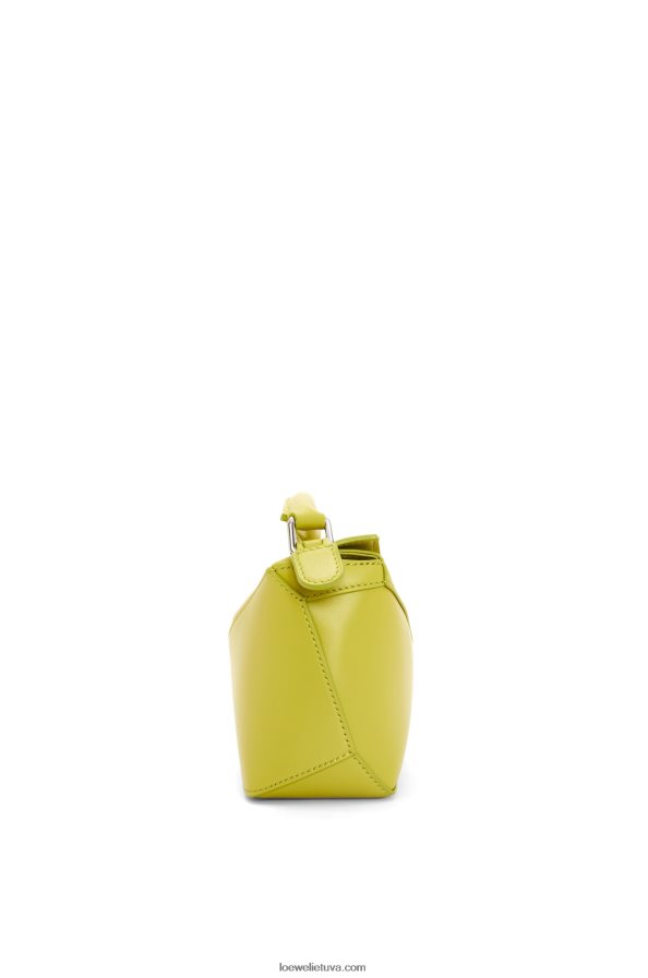 Loewe moterys mini dėlionės krašto maišelis iš satino veršio odos kalkių geltonumo BZ26XN211