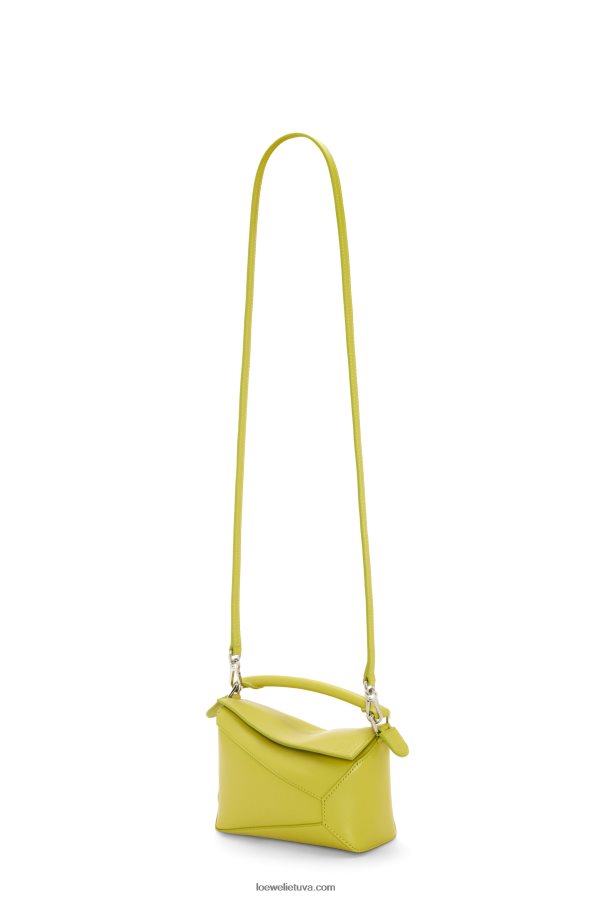 Loewe moterys mini dėlionės krašto maišelis iš satino veršio odos kalkių geltonumo BZ26XN211