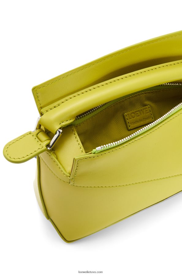 Loewe moterys mini dėlionės krašto maišelis iš satino veršio odos kalkių geltonumo BZ26XN211