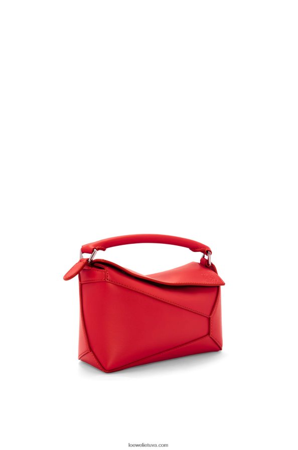 Loewe moterys mini dėlionės krašto maišelis iš satino veršio odos raudona BZ26XN213