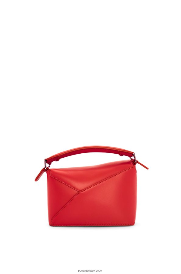 Loewe moterys mini dėlionės krašto maišelis iš satino veršio odos raudona BZ26XN213