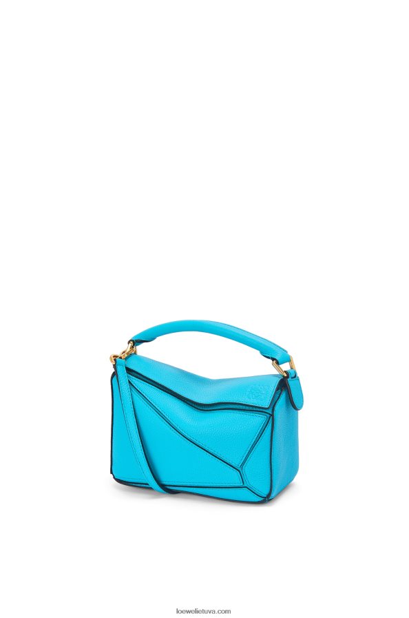 Loewe moterys mini dėlionės maišelis iš minkštos grūdėtos veršienos žalsvai mėlyna BZ26XN287