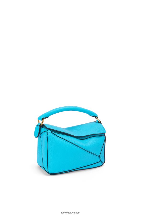 Loewe moterys mini dėlionės maišelis iš minkštos grūdėtos veršienos žalsvai mėlyna BZ26XN287