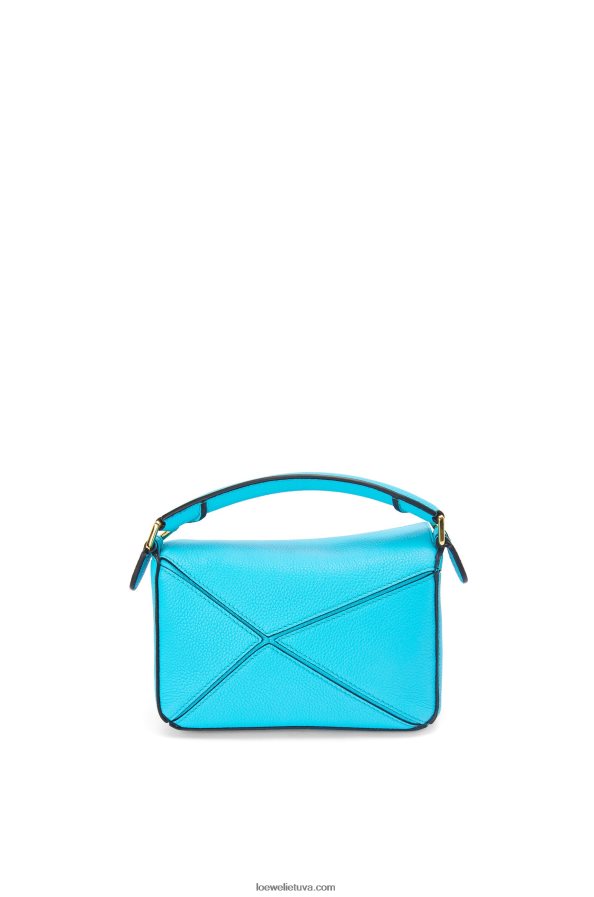 Loewe moterys mini dėlionės maišelis iš minkštos grūdėtos veršienos žalsvai mėlyna BZ26XN287