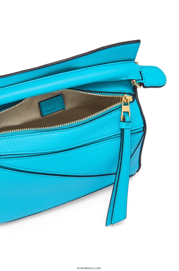 Loewe moterys mini dėlionės maišelis iš minkštos grūdėtos veršienos žalsvai mėlyna BZ26XN287