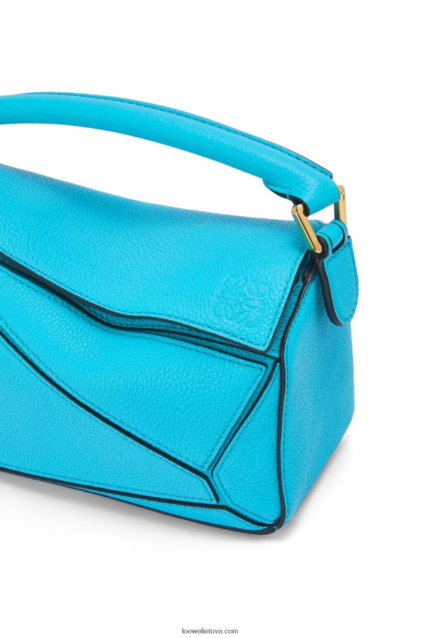 Loewe moterys mini dėlionės maišelis iš minkštos grūdėtos veršienos žalsvai mėlyna BZ26XN287