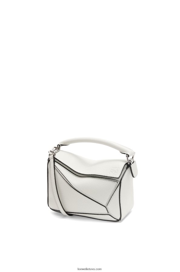 Loewe moterys mini dėlionės maišelis iš minkštos grūdėtos veršienos minkšta balta BZ26XN203