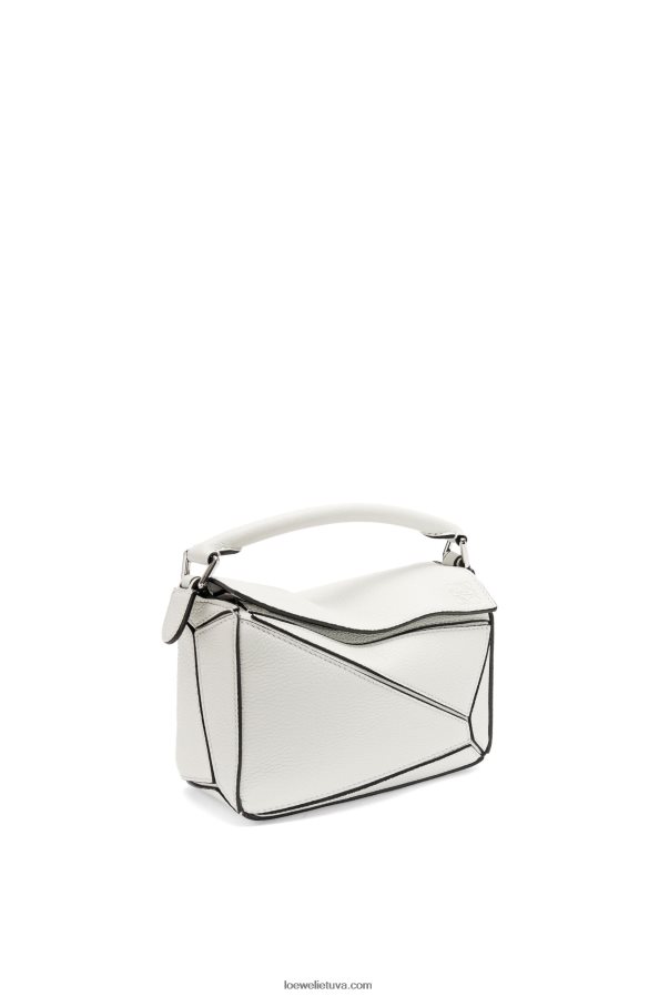 Loewe moterys mini dėlionės maišelis iš minkštos grūdėtos veršienos minkšta balta BZ26XN203