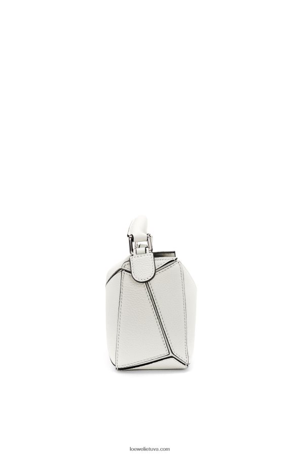 Loewe moterys mini dėlionės maišelis iš minkštos grūdėtos veršienos minkšta balta BZ26XN203