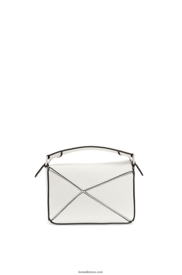 Loewe moterys mini dėlionės maišelis iš minkštos grūdėtos veršienos minkšta balta BZ26XN203