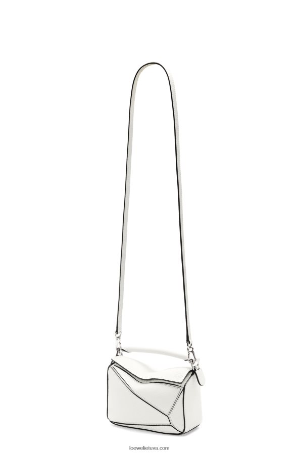 Loewe moterys mini dėlionės maišelis iš minkštos grūdėtos veršienos minkšta balta BZ26XN203