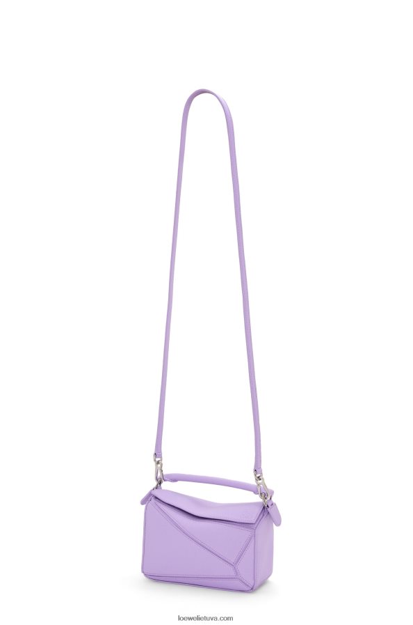 Loewe moterys mini dėlionės maišelis iš minkštos grūdėtos veršienos šviesiai violetinė BZ26XN199
