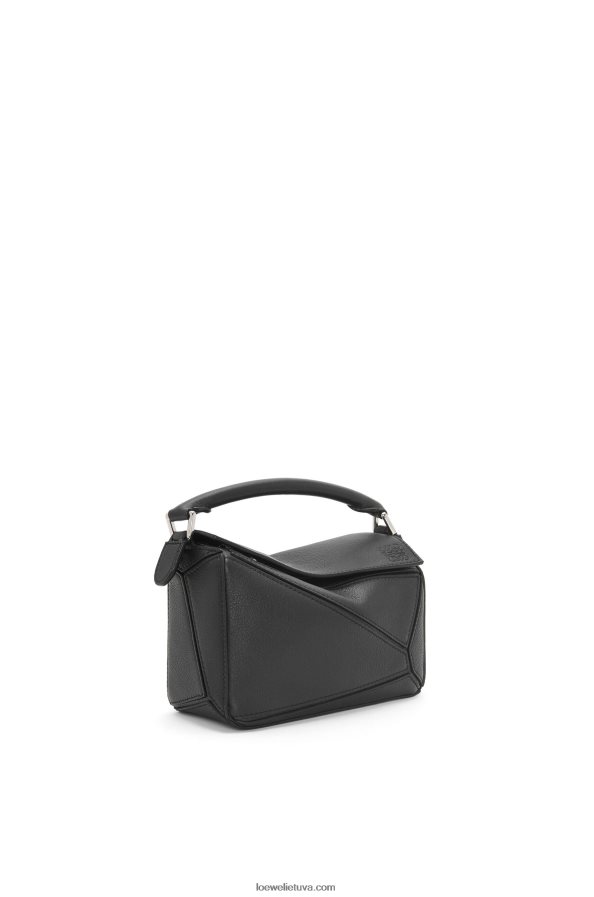 Loewe moterys mini galvosūkių maišelis iš klasikinės blauzdos odos juodas BZ26XN200