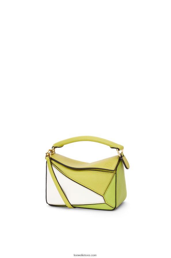 Loewe moterys mini galvosūkių maišelis iš klasikinės blauzdos odos laimo geltona/balta BZ26XN286