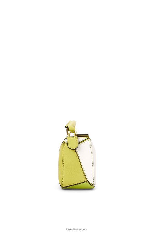 Loewe moterys mini galvosūkių maišelis iš klasikinės blauzdos odos laimo geltona/balta BZ26XN286