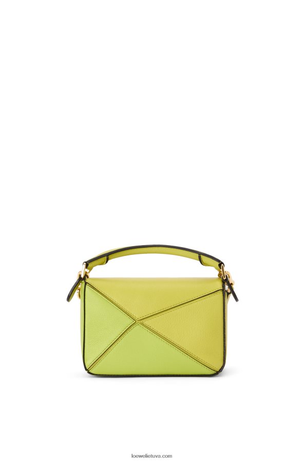 Loewe moterys mini galvosūkių maišelis iš klasikinės blauzdos odos laimo geltona/balta BZ26XN286