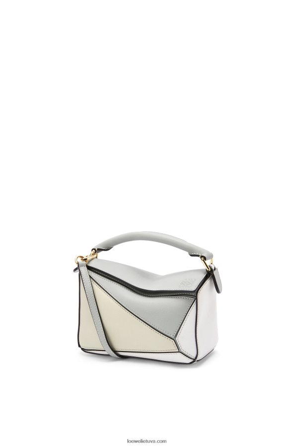 Loewe moterys mini galvosūkių maišelis iš klasikinės blauzdos odos pelenų pilka/marmuro žalia BZ26XN288