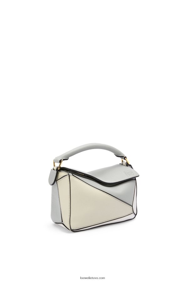 Loewe moterys mini galvosūkių maišelis iš klasikinės blauzdos odos pelenų pilka/marmuro žalia BZ26XN288