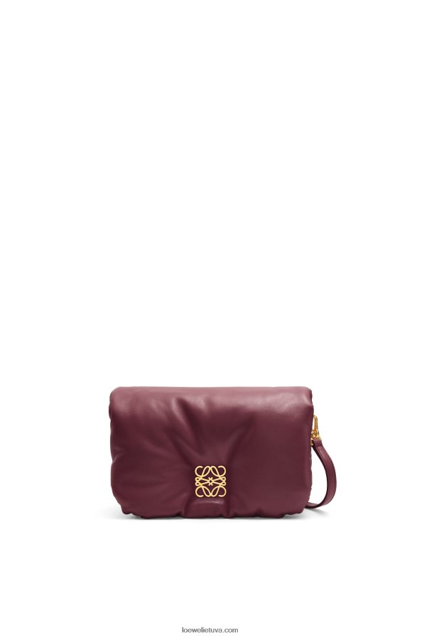 Loewe moterys mini puffer goya krepšys iš blizgios nappa ėriuko odos bordo BZ26XN251