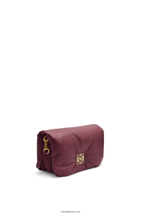 Loewe moterys mini puffer goya krepšys iš blizgios nappa ėriuko odos bordo BZ26XN251