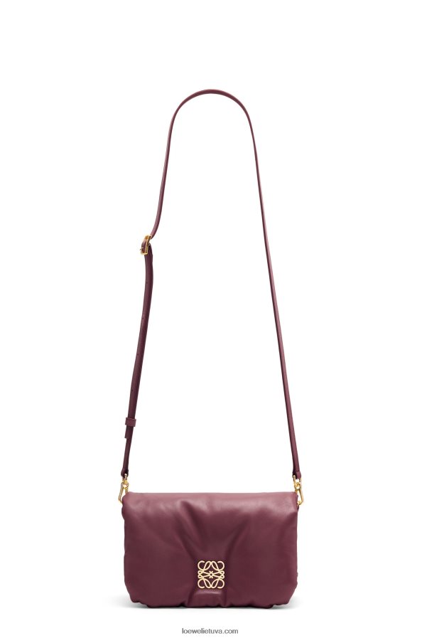 Loewe moterys mini puffer goya krepšys iš blizgios nappa ėriuko odos bordo BZ26XN251