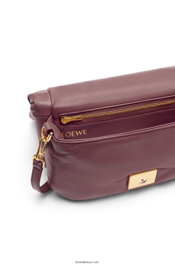Loewe moterys mini puffer goya krepšys iš blizgios nappa ėriuko odos bordo BZ26XN251