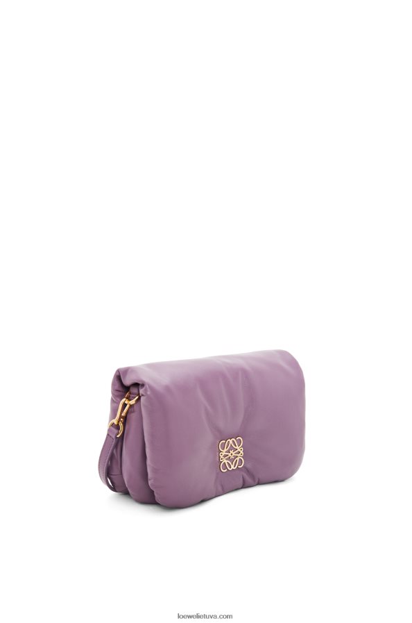 Loewe moterys mini puffer goya krepšys iš blizgios nappa ėriuko odos levandos BZ26XN322