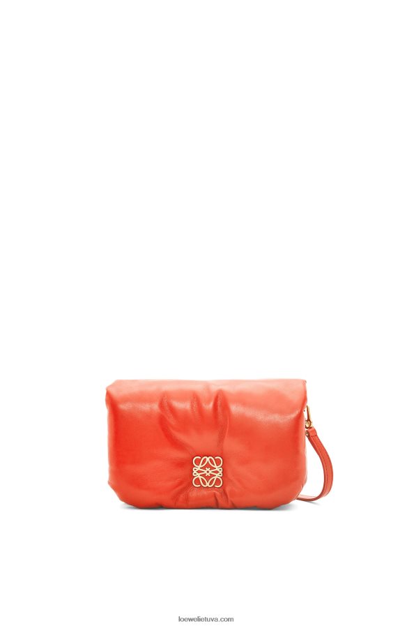 Loewe moterys mini puffer goya krepšys iš blizgios nappa ėriuko odos saulėtekio oranžinė BZ26XN326